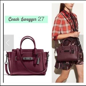 ⭐️NEW!⭐️Coach Glovetanned Swagger 27 in Oxblood